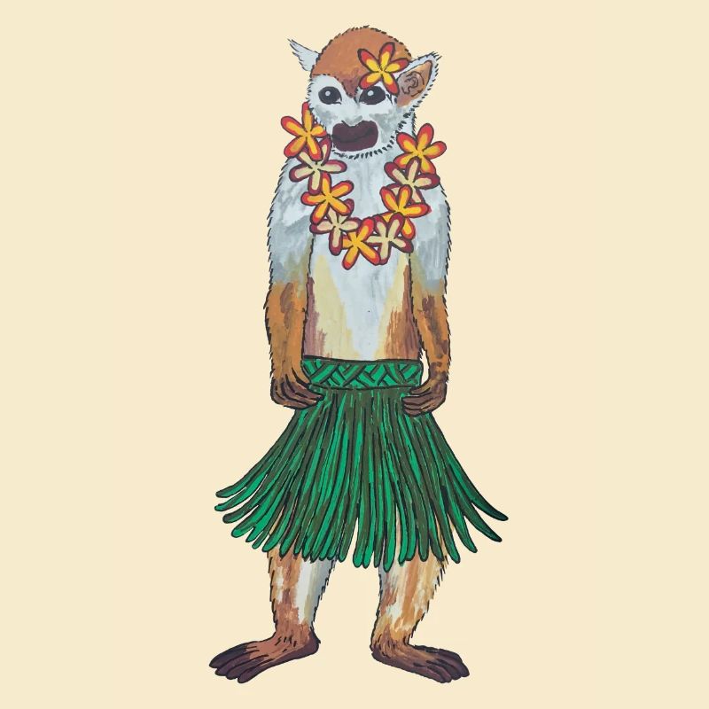 Écureuil Singe Singe Hawaii Hula Monkey Hula Hoola