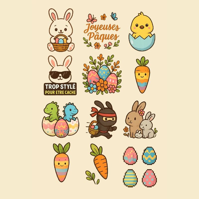 Ensemble d'illustration sur le thème de Pâques