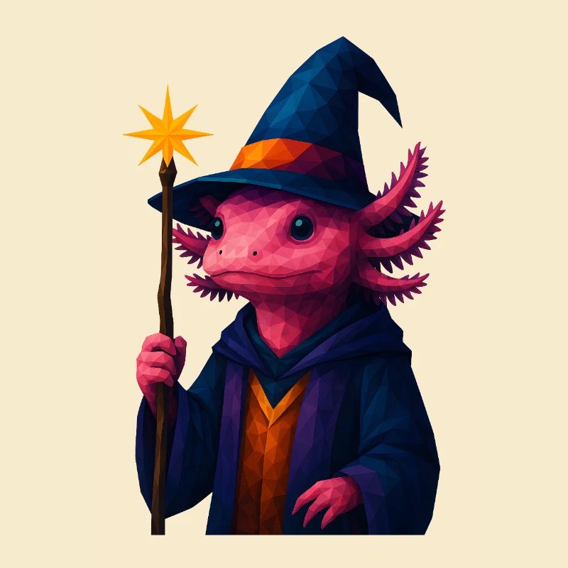 WPAP Animals - Axolotl Wizard Coat Wizard Hat