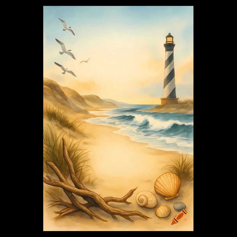 Beach with lighthouse