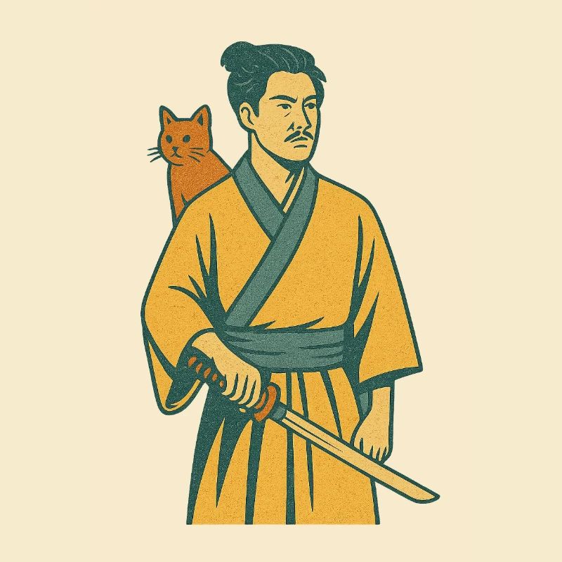 Samouraï avec chat