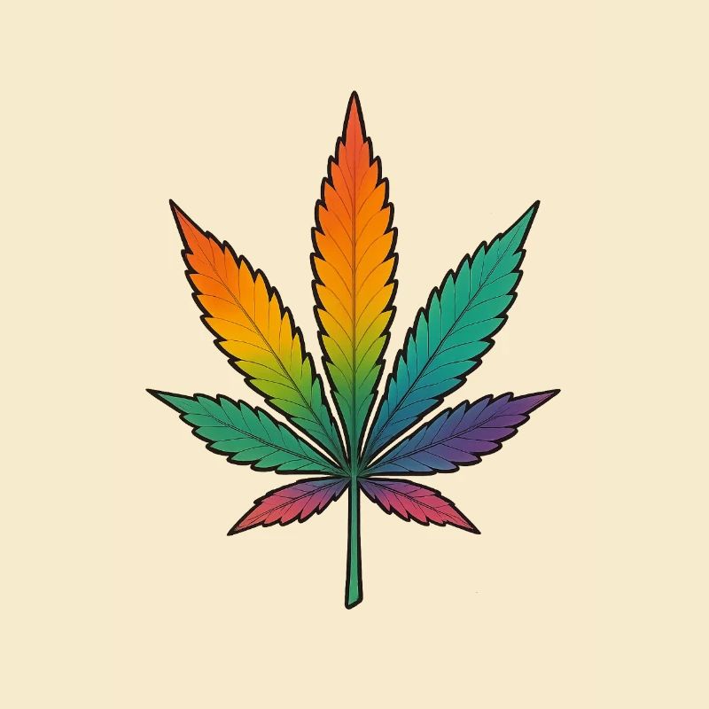 Rainbow Cannabis Leaf Design
