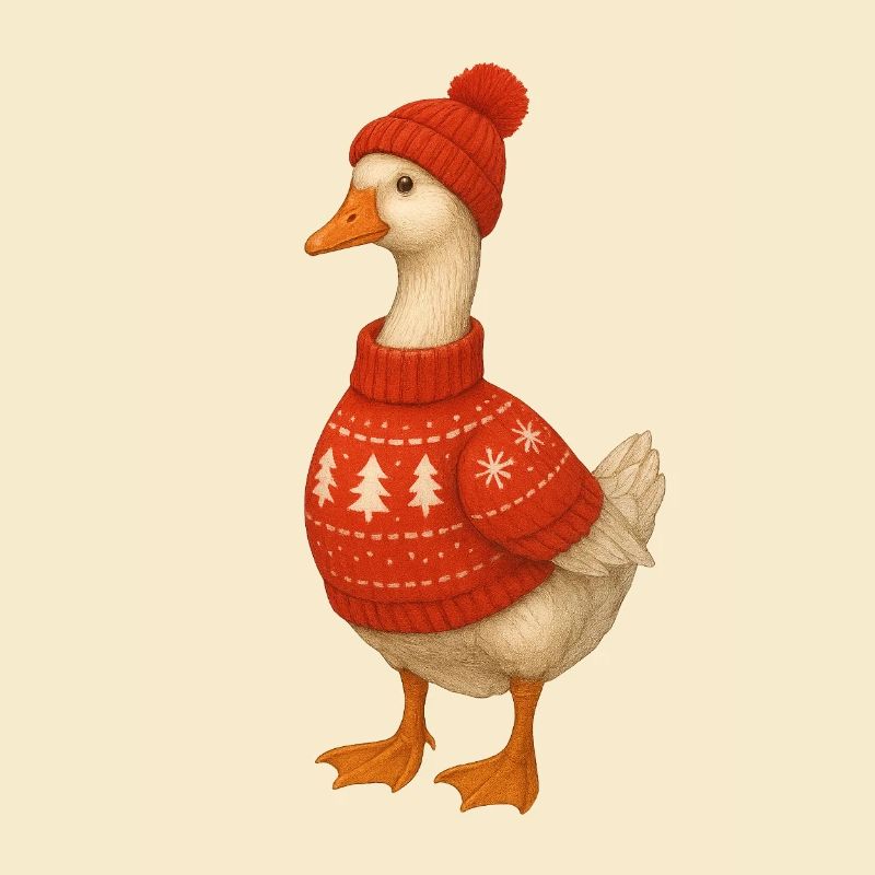 Gans im Strickpullover