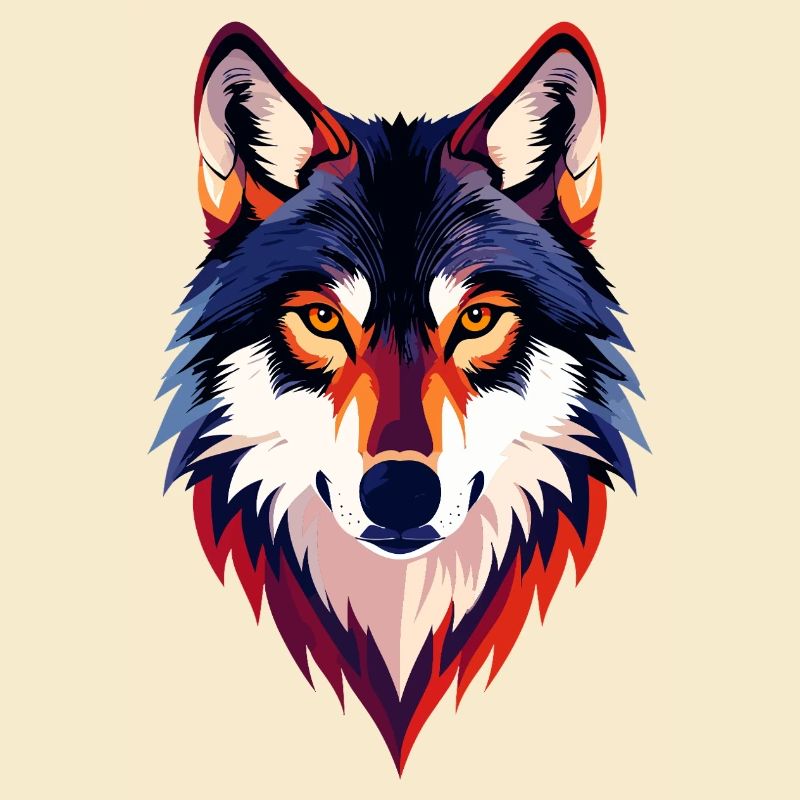 Farbiger Wolfkopf Wolfsblick Wolf Kopf Motiv