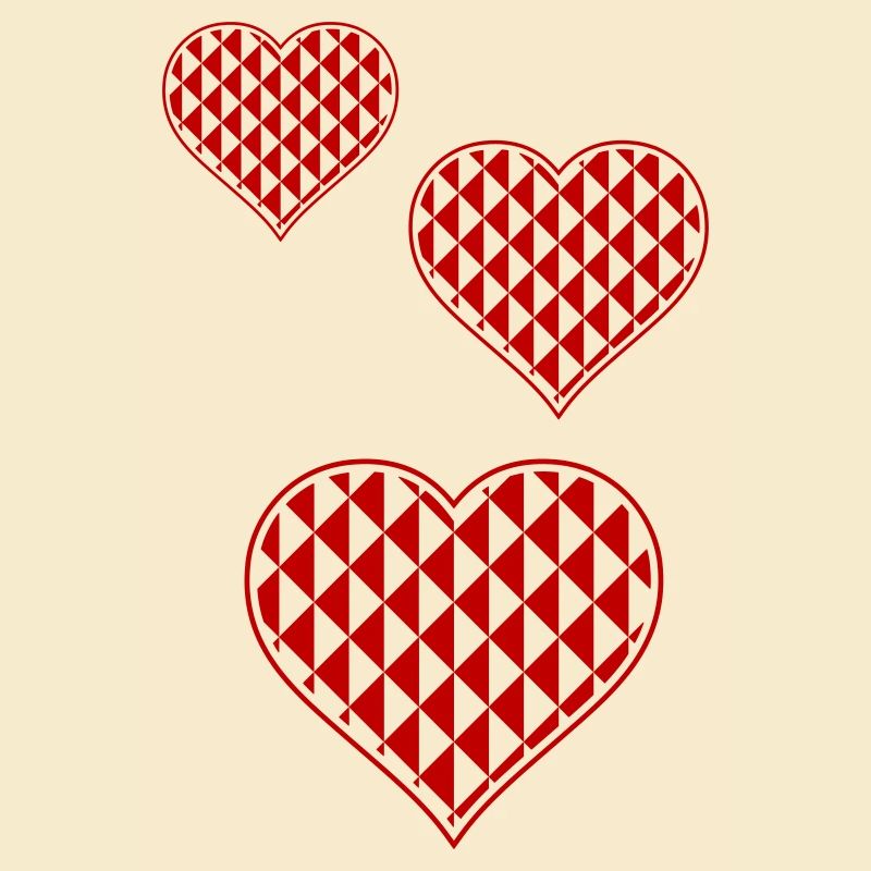 Geometric Hearts Pattern Red