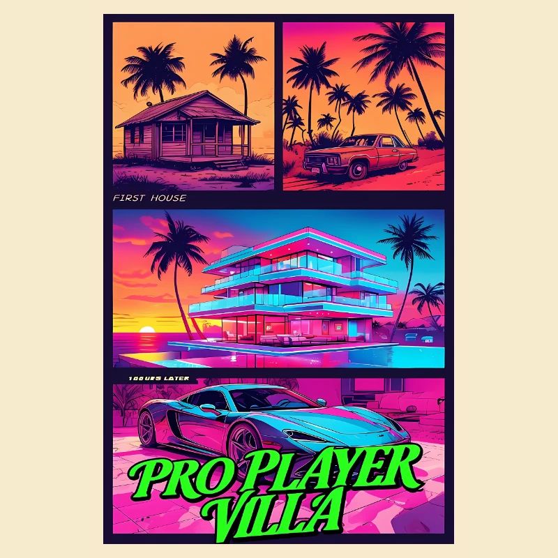 PRO PLAYER VILLA - Art de jeu Neon Synthwave