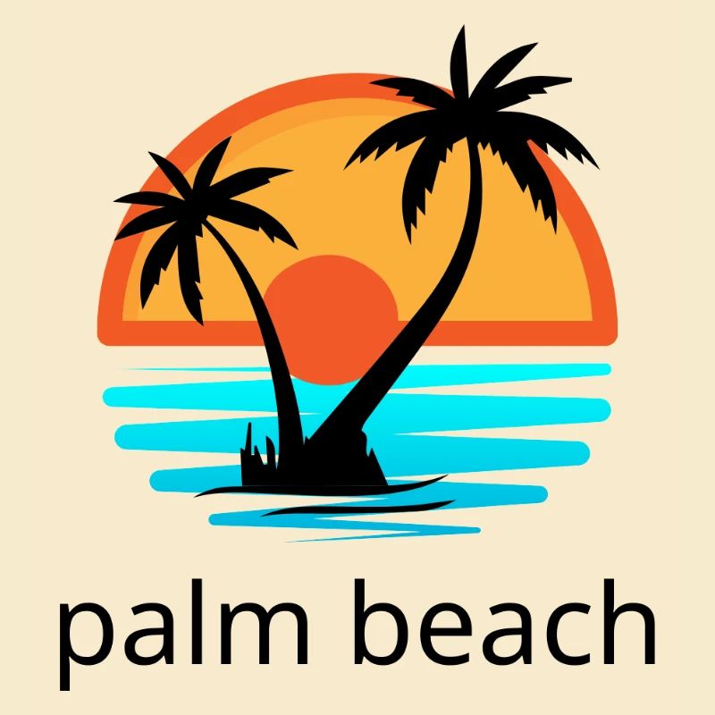 Sunset with palm trees. Palm Beach.