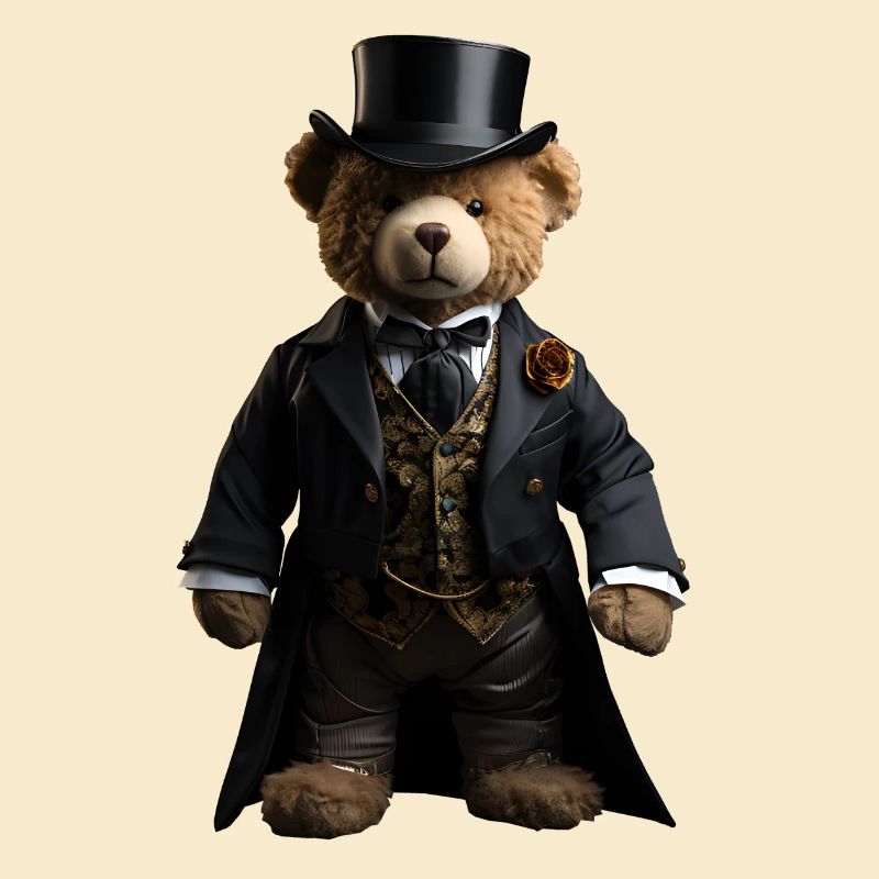 Ours en peluche en queue-de-pie noire