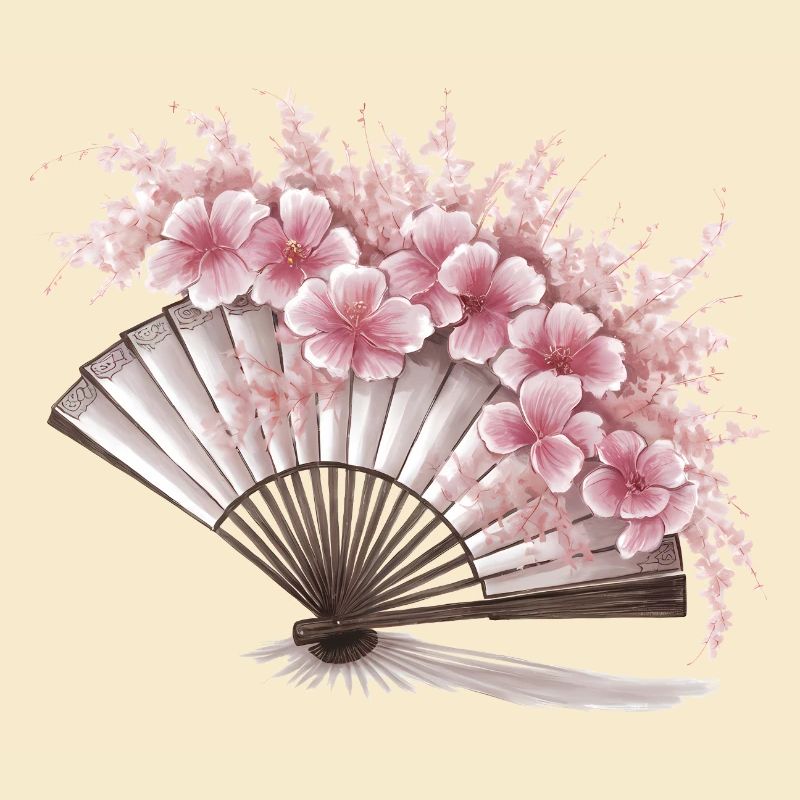 Geblümter japanischer Fächer