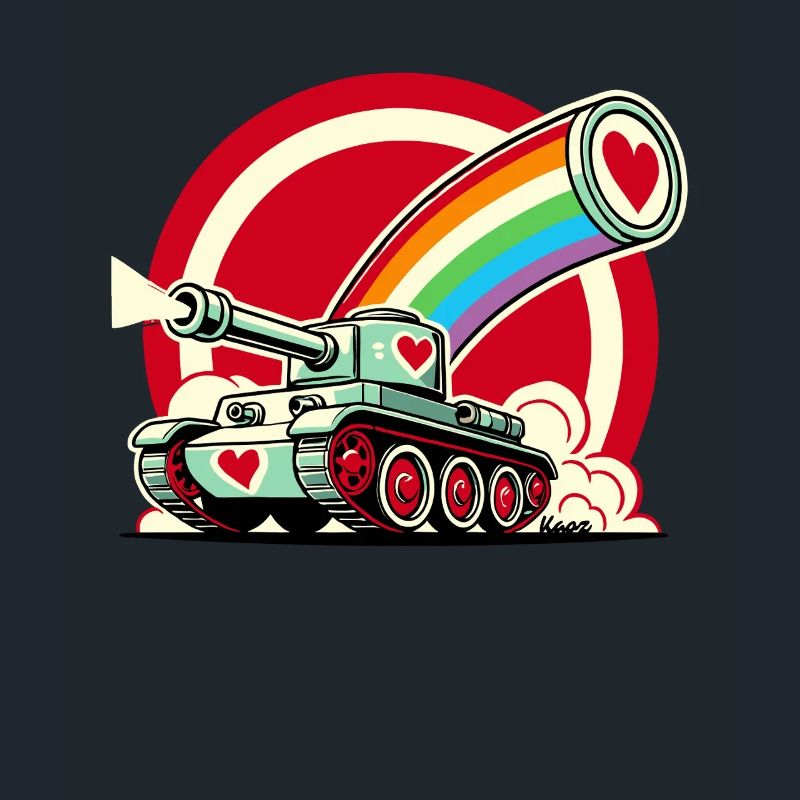 Regenbogen-Panzer, schießt Herzen der Liebe