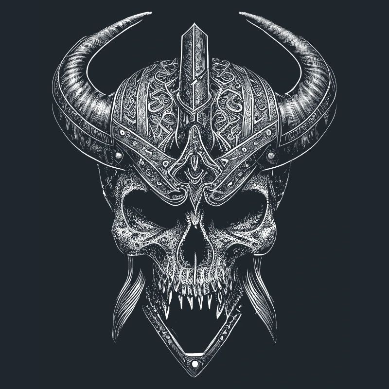 Wikinger Schädel mit Hörnerhelm
