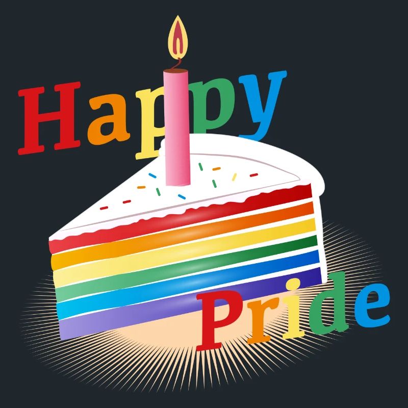 Ein Stück Regenbogen Kuchen mit Geburtstagskerze
