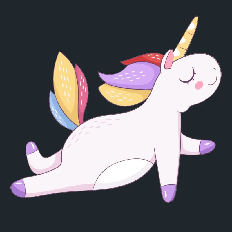 Buntes Einhorn sitzend, Pastellmuster