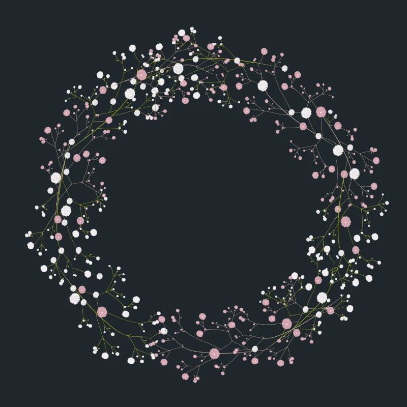 Délicates fleurs blanches et roses Couronne d’haleine de bébé