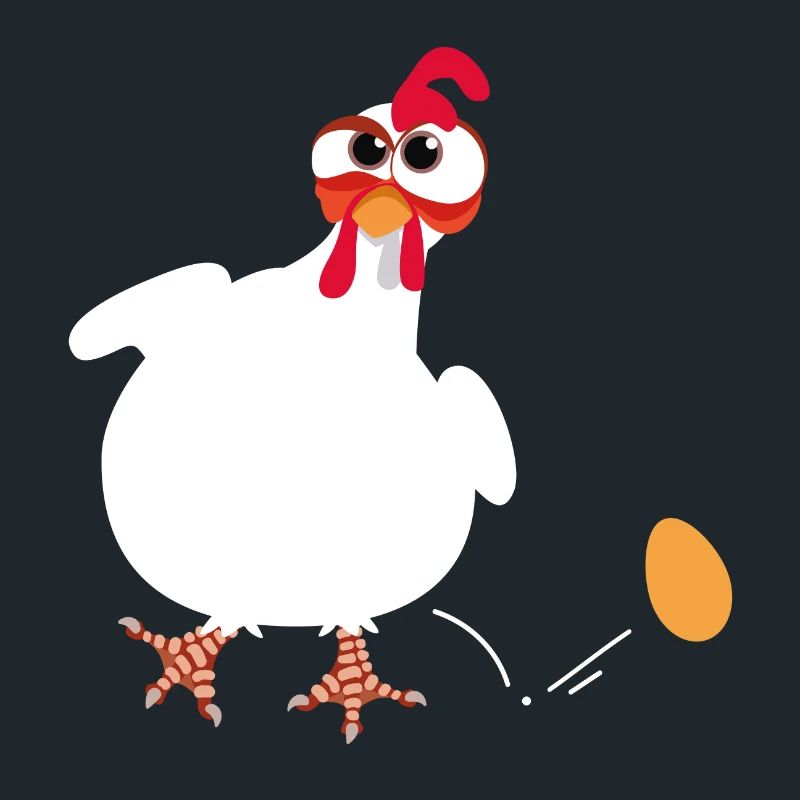 Poule blanche pond un oeuf dessin comique drôle