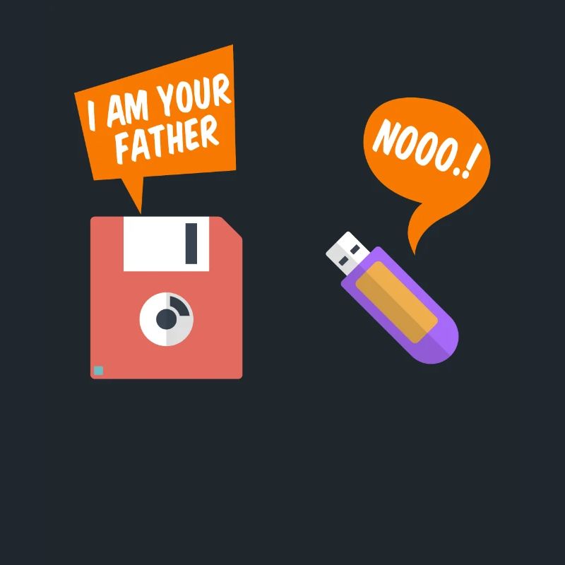 Programmer joke fun floppy phone USB saying