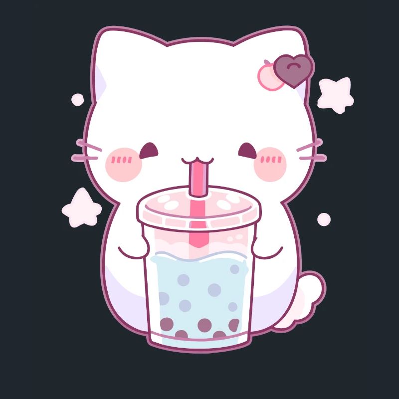 Kawaii Cat Drinks Boba Bubble Tea Chibi