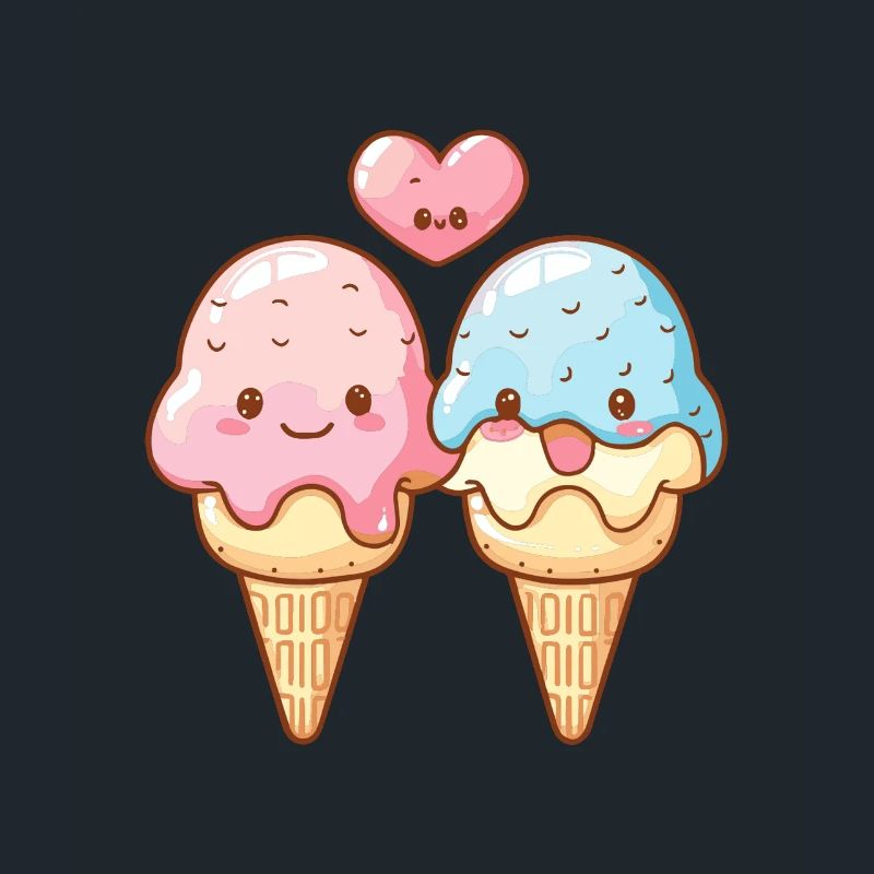 Eis Paar Liebe Herz Comic