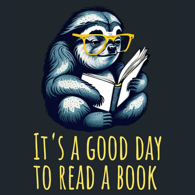 Faultier liest ein Buch, lesen, Bücher, Bibliothek