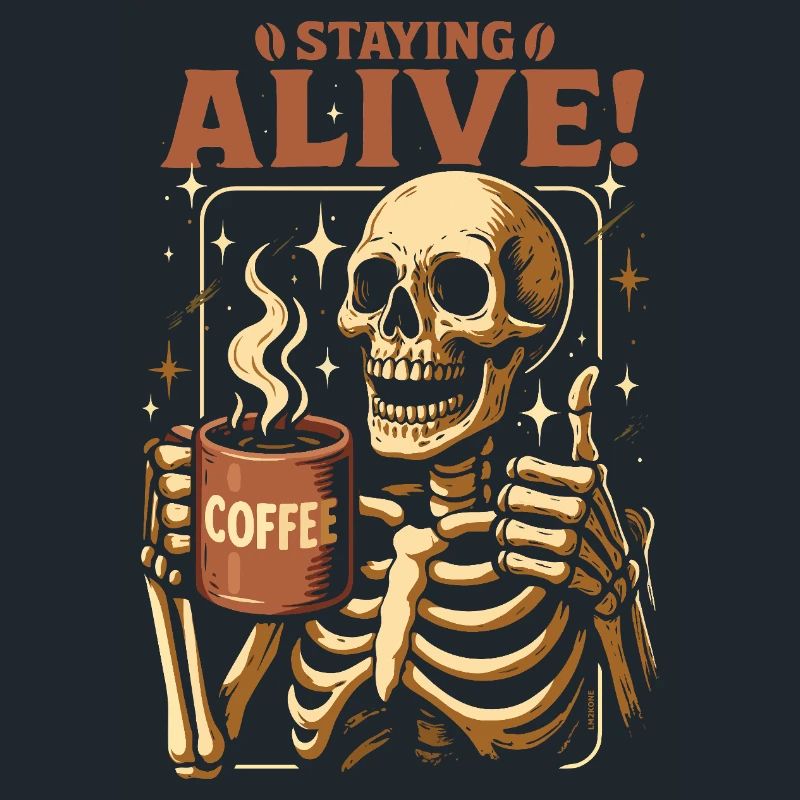 Staying Alive skeleton coffee