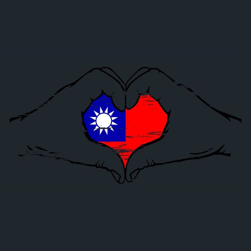 Drapeau de Taïwan en forme de coeur utilisé