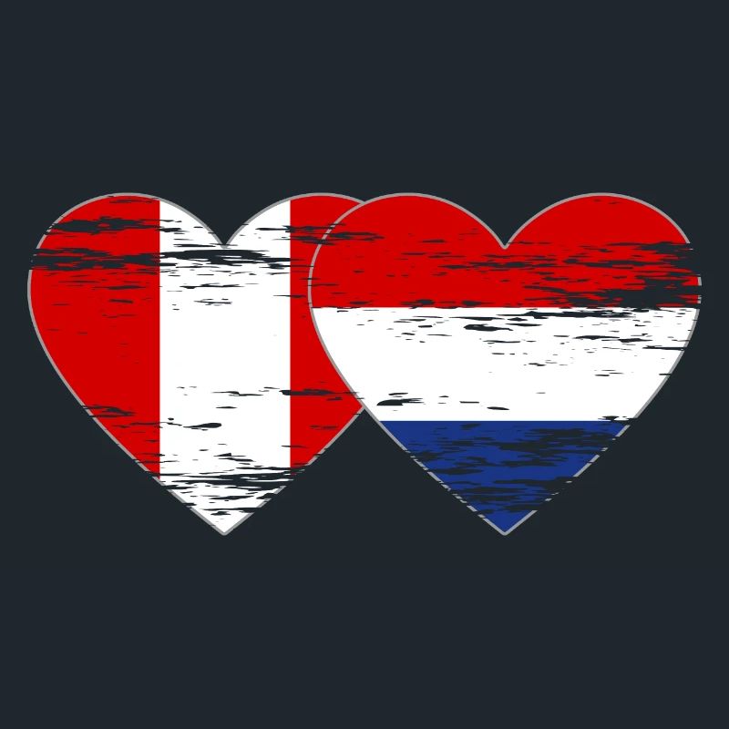 Pérou Hollande drapeau coeur utilisé