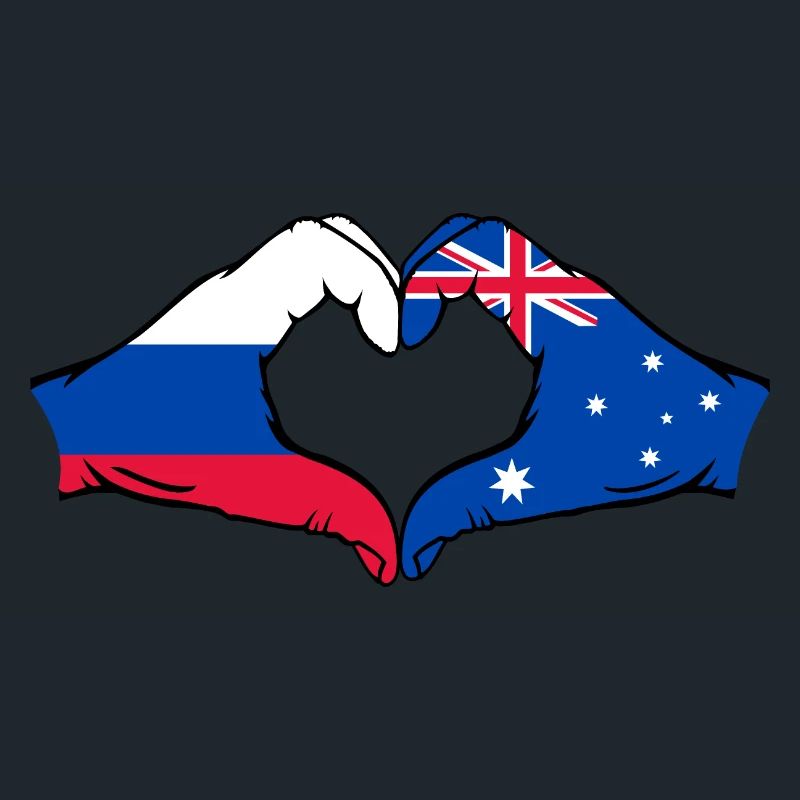 Forme de coeur du drapeau de la Russie et de l’Australie