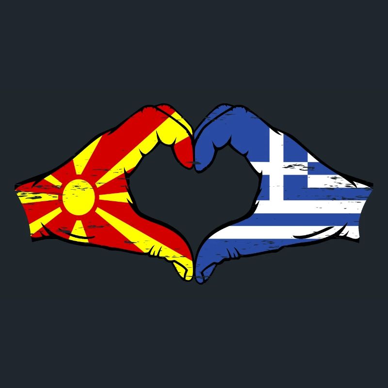Macédoine Grèce Drapeau Mains Coeur Forme Utilisé