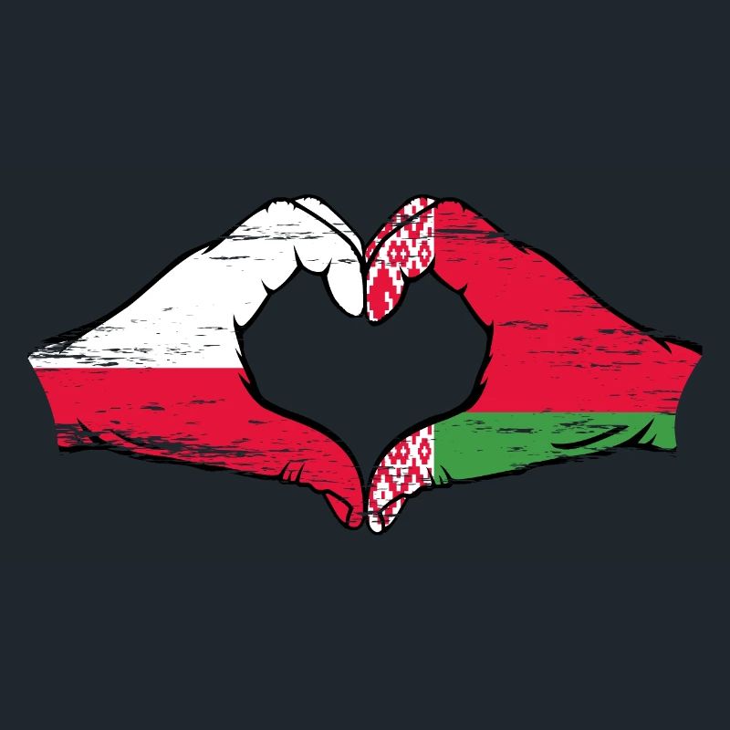 Pologne Biélorussie drapeau mains forme de coeur utilisé