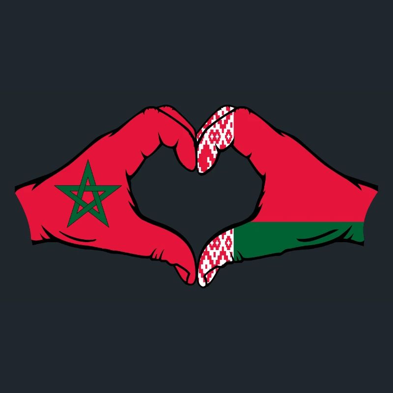 Morocco Belarus Flag Hands Heart Shape
