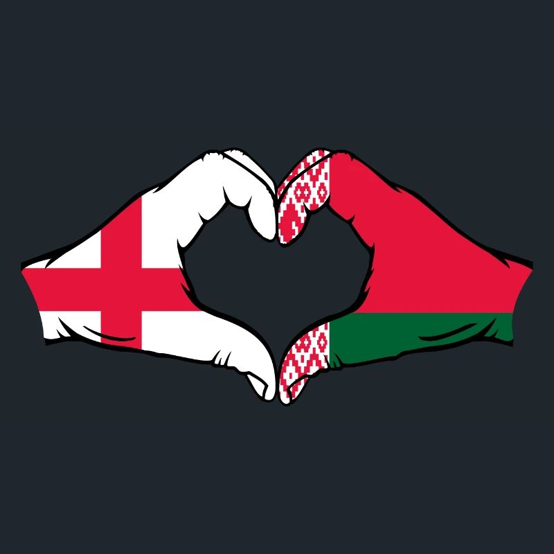 Angleterre Biélorussie drapeau mains forme coeur