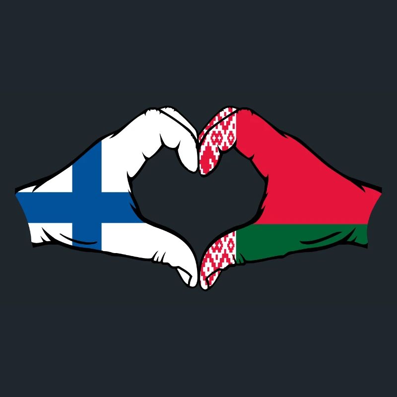 Finlande Biélorussie Drapeau Mains Coeur Forme