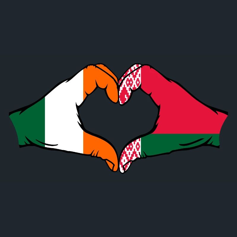 Irlande Biélorussie drapeau mains coeur forme