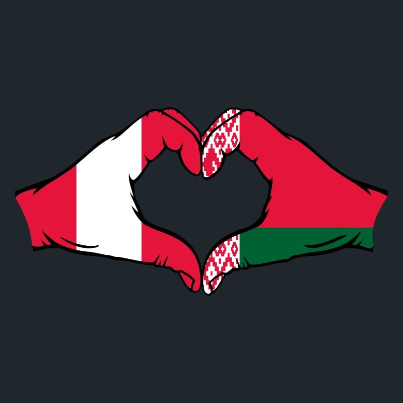 Pérou Biélorussie Drapeau Mains Coeur Forme