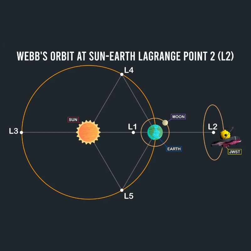 Webbs Umlaufbahn bei Sonne-Erde Schematische Darstellung Lagrange L2