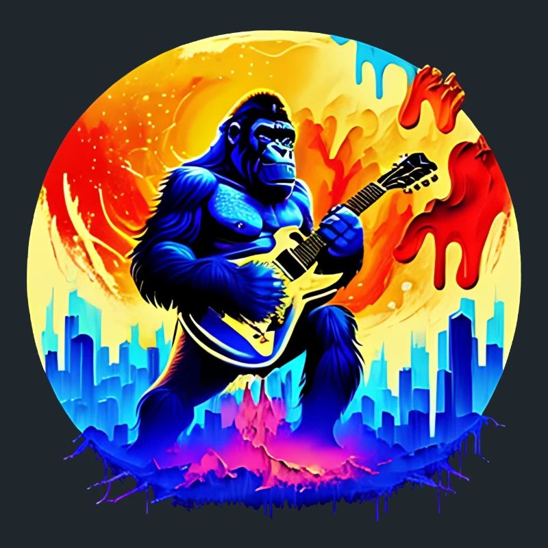 Gorilla plays guitar