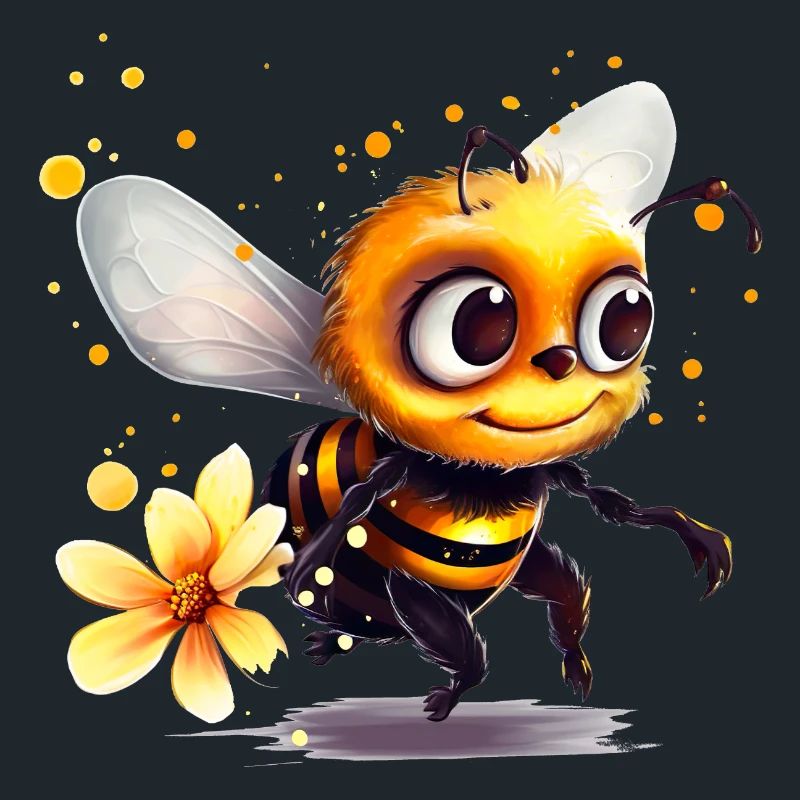 Funny bee has covered herself with bee pollen