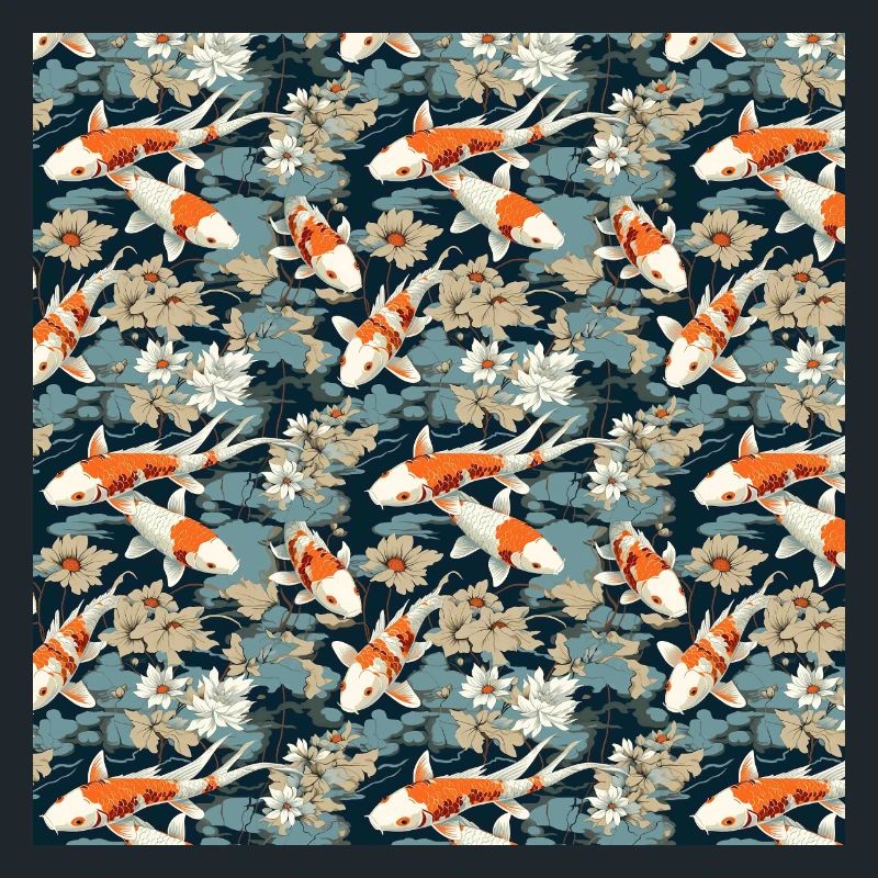 Koi Fish Seamless Pattern Japanese Asian Chinese