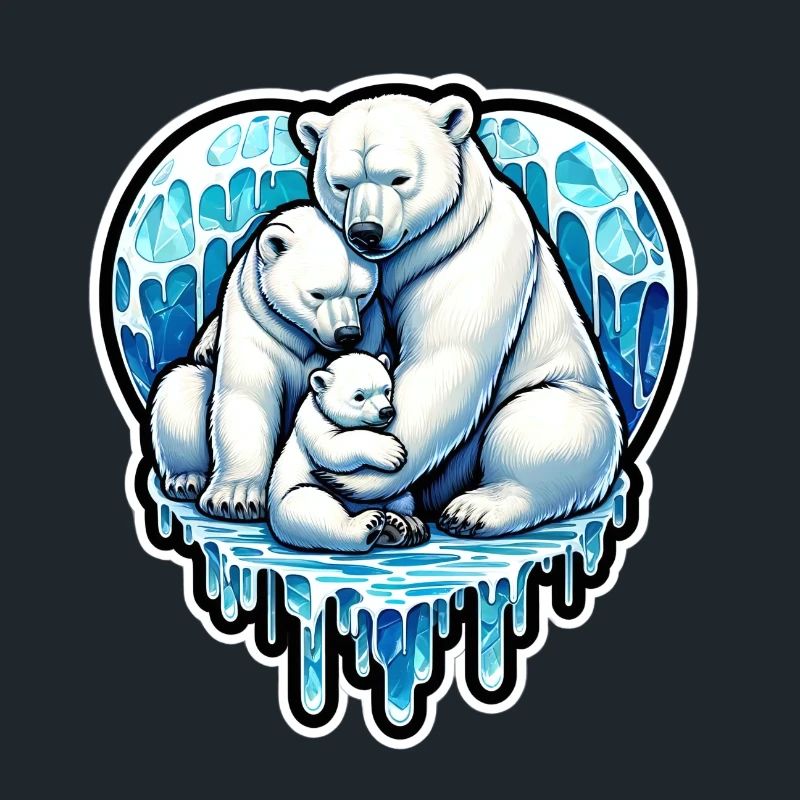 Familie Eisbär schmelzt Eis