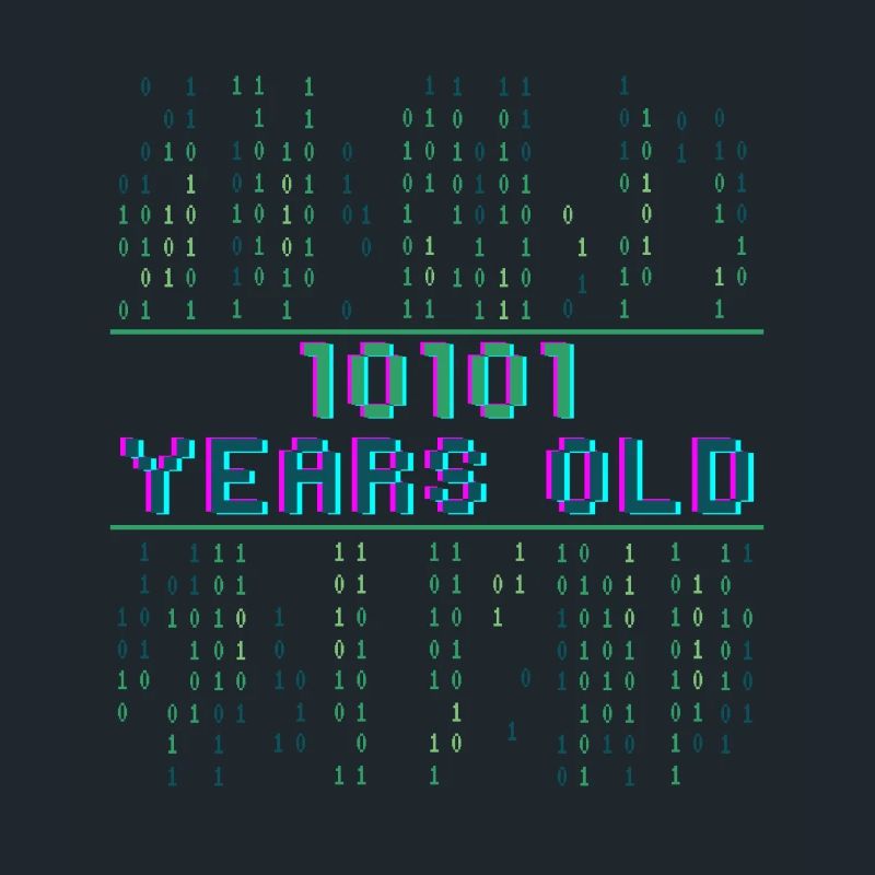 21ème anniversaire 21 ans Code binaire Informatique