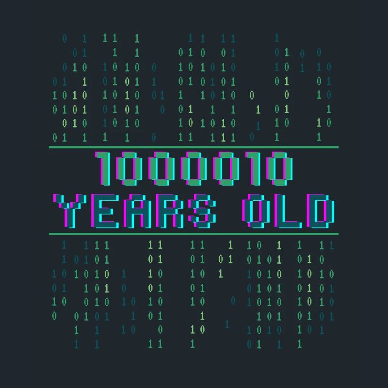 66th Birthday 66 years old Binary Code Computer Science