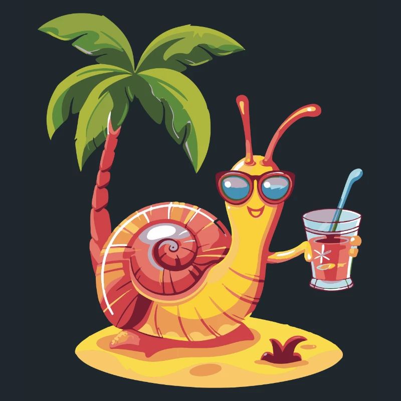 Schnecke Sommer Strand Comic