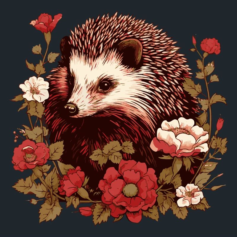 Hérisson dans la mer de fleurs