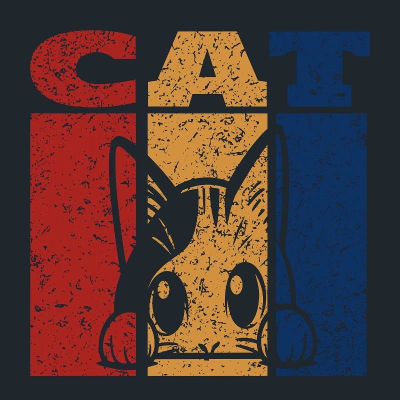 Design rétro de chat Peeking