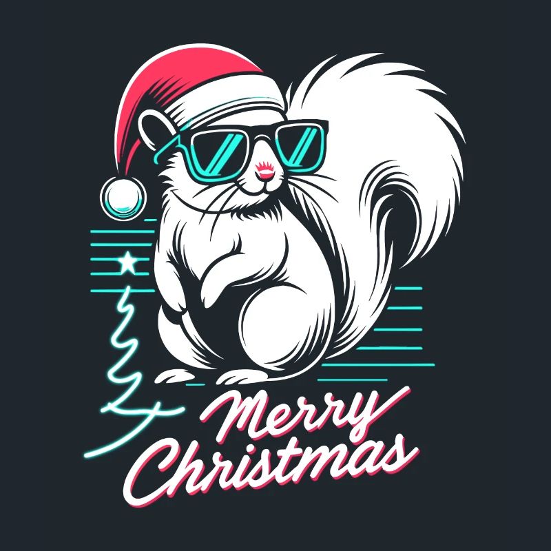 Neon Christmas Squirrel: 90s Style