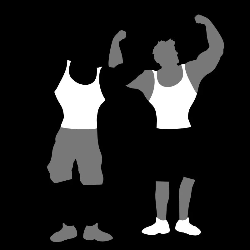 équipe couple duo 2 amis muscle posen texte clipart