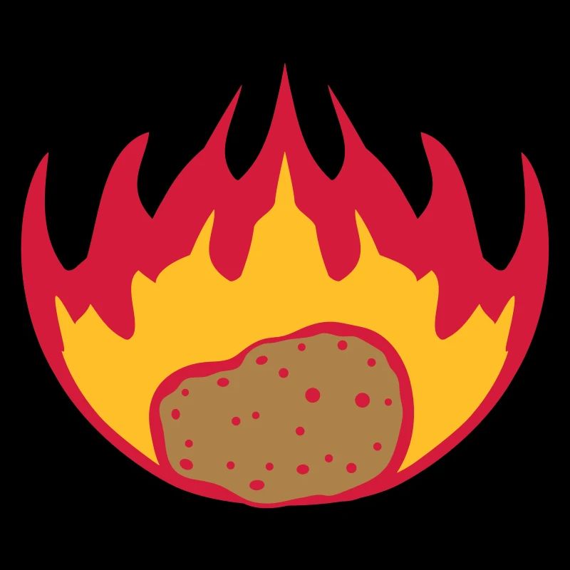 burning potato flames fire hot food leak