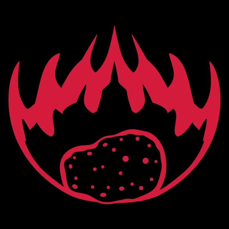 flames burning potato fire hot food leak