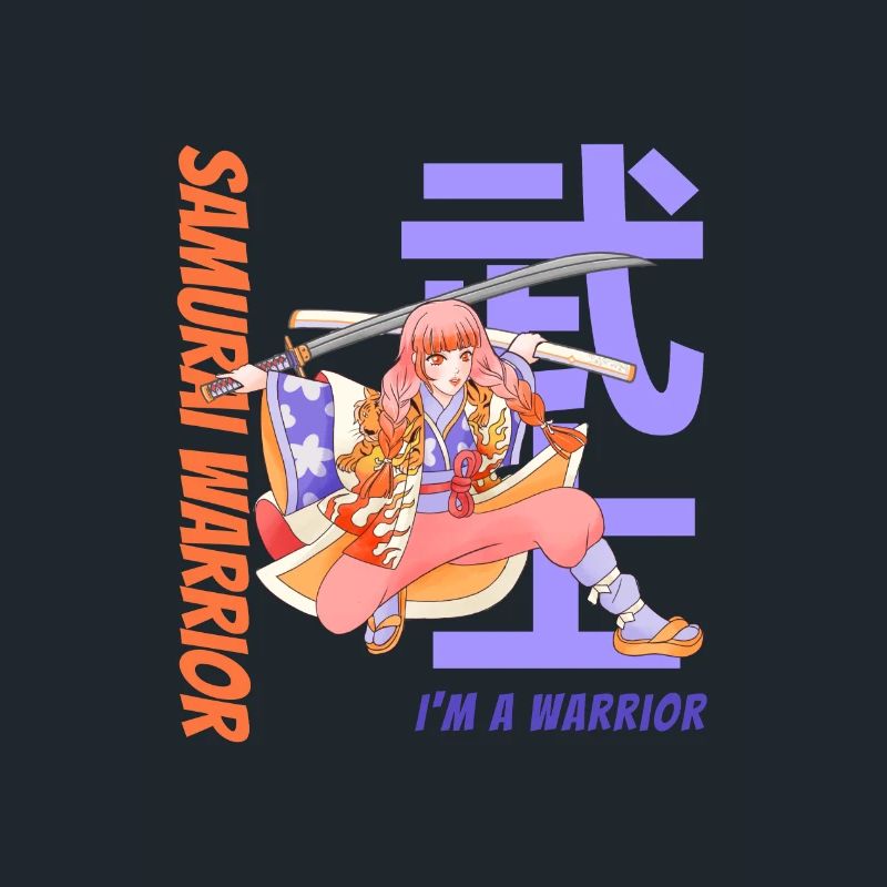 Samurai Warrior. Samurai Girl. Black Version.