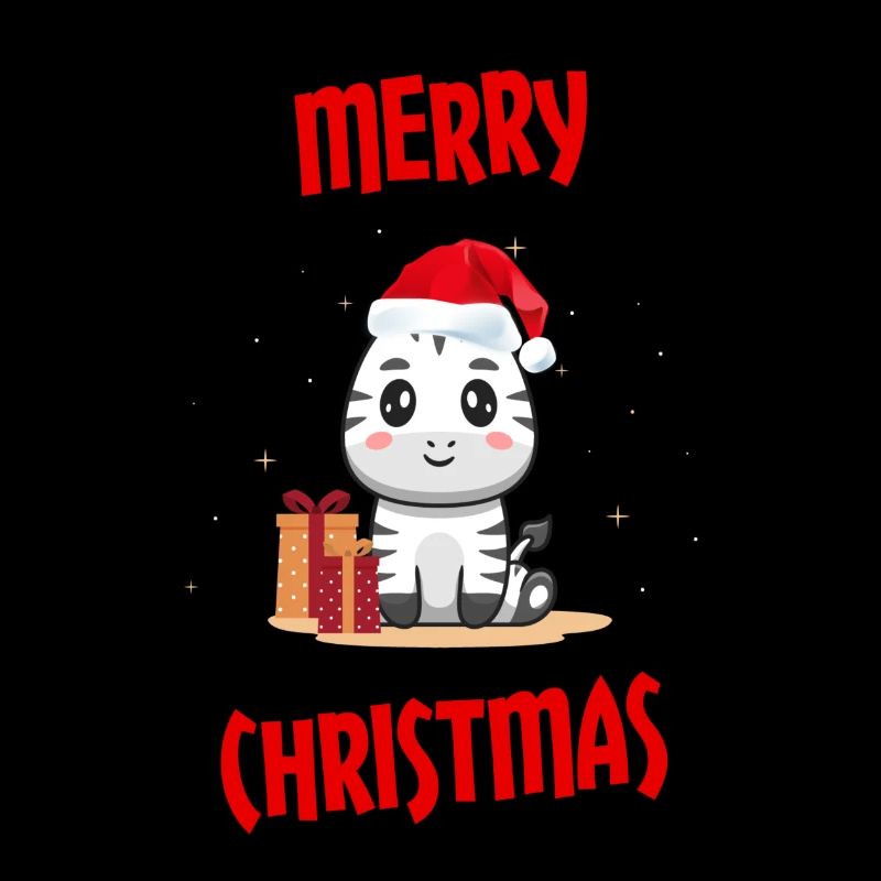 Weihnachten mit Zebra und Weihnachtsmütze